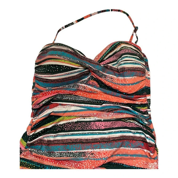 Anne Cole Women's Twist Front Shirred Multicolored One Piece Size 14 - Picture 5 of 12